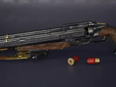 Double Barrel Shotgun Low-poly 3D model