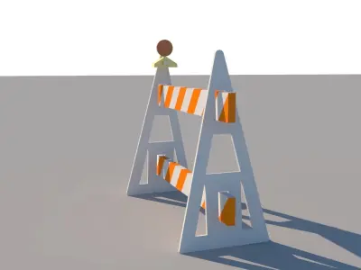 Road stop - Barrier Low-poly 3D model