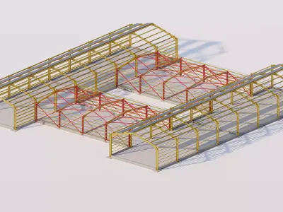 Structural Metal frame buildings-Warehouse Building 3D model