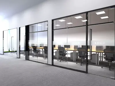 3D model of office privacy glass doors and windows 3D model