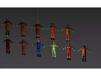 Firefighter figures Low-poly 3D model