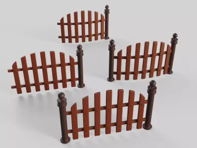 Cartoon Fence 12 3D model