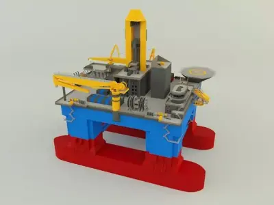 Semi submersible oil platform 3D model