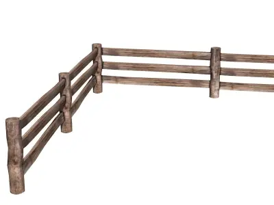 Wooden Fence  Low-poly 3D model