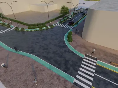 High Quality Road Junction Detailed and Editable 3D model