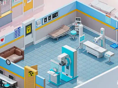 Hospital 3 Low-poly 3D model