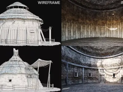 AFRICAN 02 with INTERIORS 4K TEXTURES Low-poly 3D model