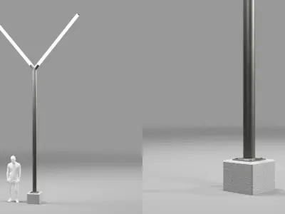 Modern street light collection  Low-poly 3D model