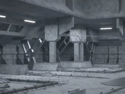 3D Sci Fi Hangar Interior Low-poly 3D model