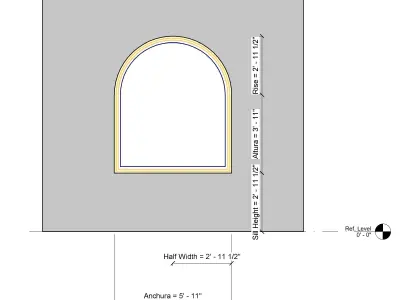 Arched window with Sunray transum 3D model