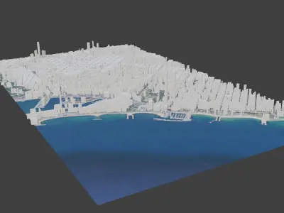 Barcelona City Low-poly 3D model