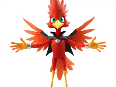 Flamewing the Vibrant Avian Guardian D Character Model Low-poly 3D model