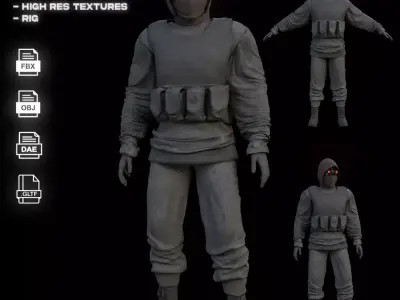 Cyberpunk Character cyber assassin 3D model