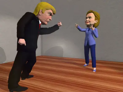 Trump and Hill caricature pack low poly Low-poly 3D model
