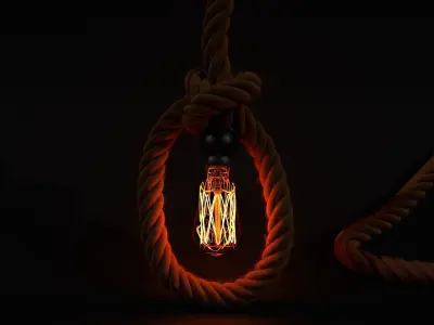 Realistic Rope  Lamp  3D model