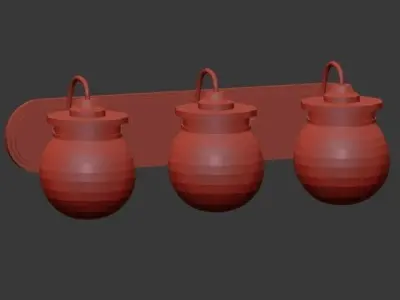 Untitled three light bathroom fixture with glass globes 3D model