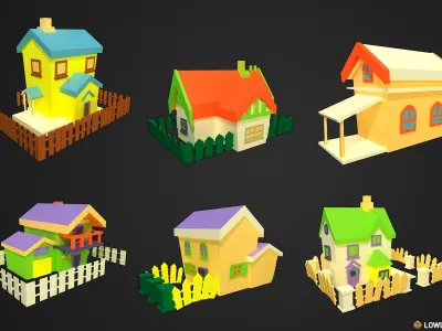 Simple Houses Low-poly 3D model