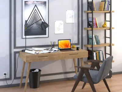 Workplace with Libera Armchair 3D model