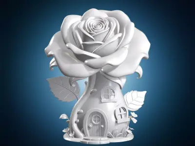 Fairy House Rose Large Bloom As Roof 3D print model
