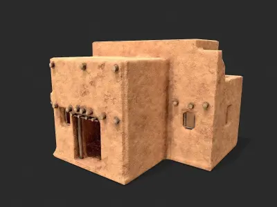 Clay Desert Egypt Village House 2 Low-poly 3D model