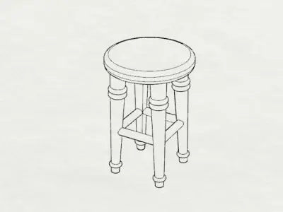 Dolls House Miniature 4 legged Stool 12th Scale Free 3D print model