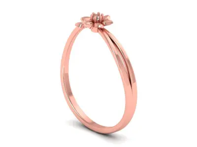 Solitaire Wedding Engagement Women Light Weight Flower Rings 3D print model 5