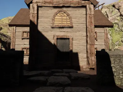 Rustic Medieval Cliffside House Free 3D model purchase