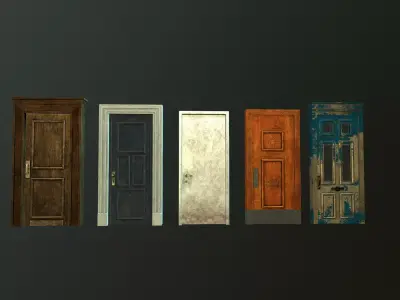 Doors game ready asset Low-poly 3D model