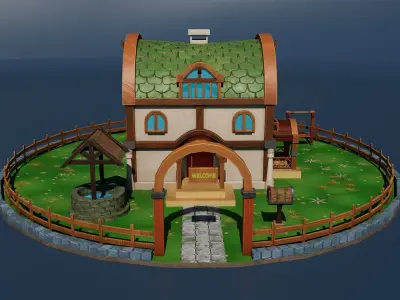 Stylized House Environment Texture  Low-poly 3D model