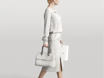 Humano Elegant woman walking  with a shopping bag 0304 3D model