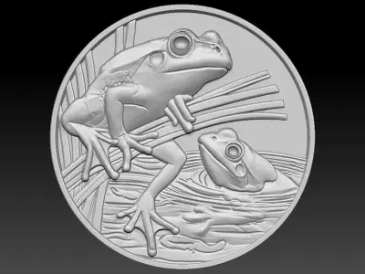 frog coin CNC Relief Model 3D print model