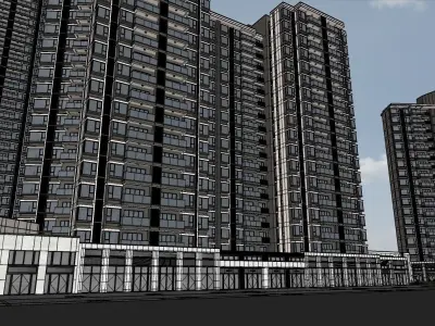 Architecture exterior facade retail shopping mall 3d model 3D model