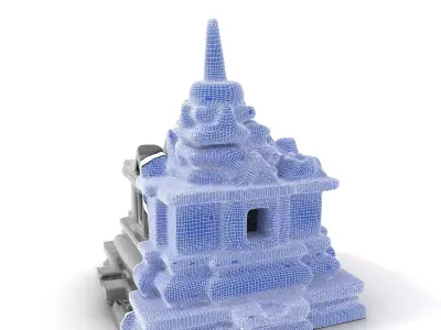 Ancient Stone Pagoda model pack Low-poly 3D model