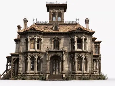 Old House Victorian Abandoned Low-poly 3D model