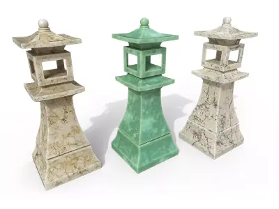 Concrete stone lantern Low-poly 3D model