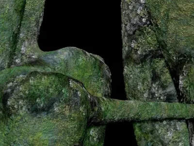 Natural Stone Is Actually Mossy Floating Island V2 Low-poly 3D model