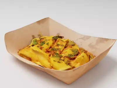 Potato dip dipping fried fry sauce with greens 3D model