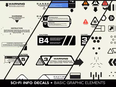 SCI-FI Info Decals  and  Basic Graphic Elements Texture