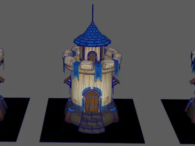 Medieval tower turret Alliance Low-poly 3D model