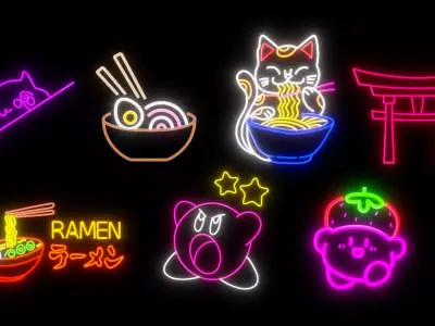 Japan Neon Signs 3D model