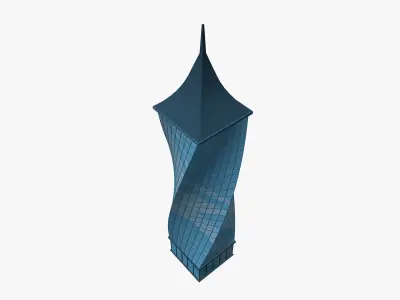 Cartoon skyscraper building 6 Low-poly 3D model