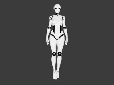 Sleek Female Android Robot Model Low-poly 3D model