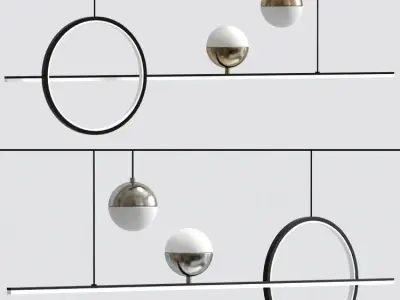 Tricolor Nordic Chandelier Led Pendant 3D model