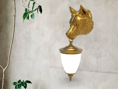 Wolf Head Wall Lamp 3D print model