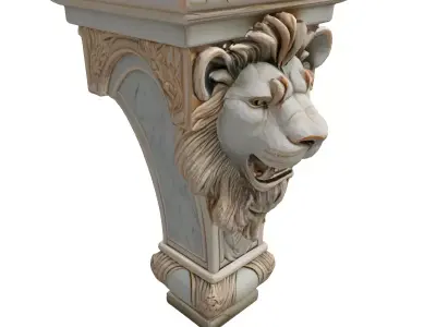 Marble Lion Head Architectural Corbel Low-poly 3D model
