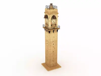 City Avenue Clock Tower Low-poly 3D model