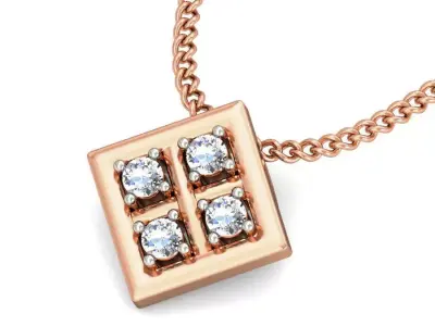 5 Square Light wt Diamond Charms Pendant 3dm stl render Detail  3D Model Pack