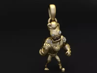 robbot gold pendant 3d printable model  3D print model
