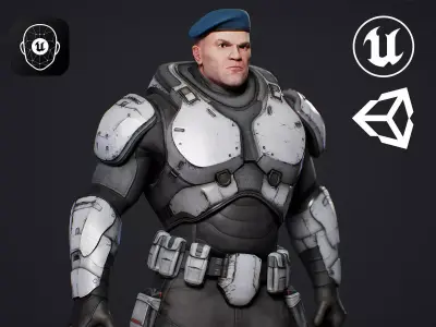 Sci-Fi Modular Soldier Character Low-poly 3D model