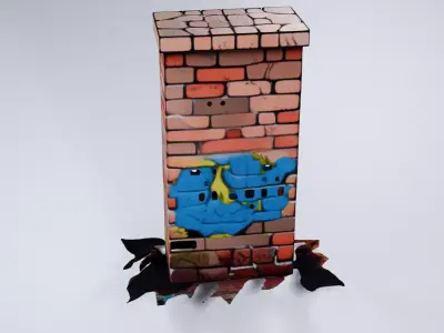 Low Poly Brick Wall - Stylized Urban  3D model